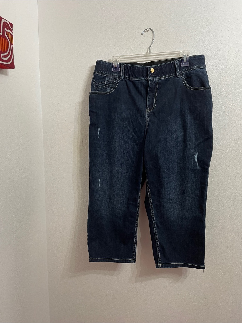 EUC Lane Bryant Tighter Tummy Technology Dark Wash Cropped Denim Capri Jeans 16 - Picture 2 of 9